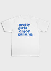 PRETTY GIRLS ENJOY GAMING - Blue Backprint | Heavy Premium Shirt